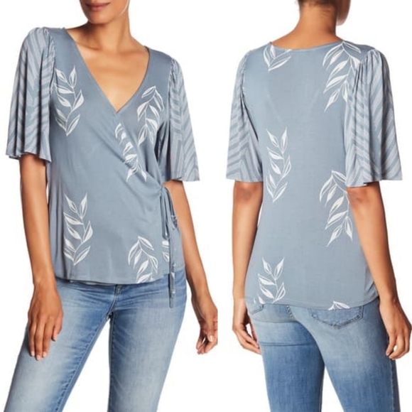 Lucky Brand Floral Wrap Top - Picture 2 of 16